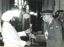 President Giani Zail Singh presenting the Rank of Field Marshal to K.M. Cariappa