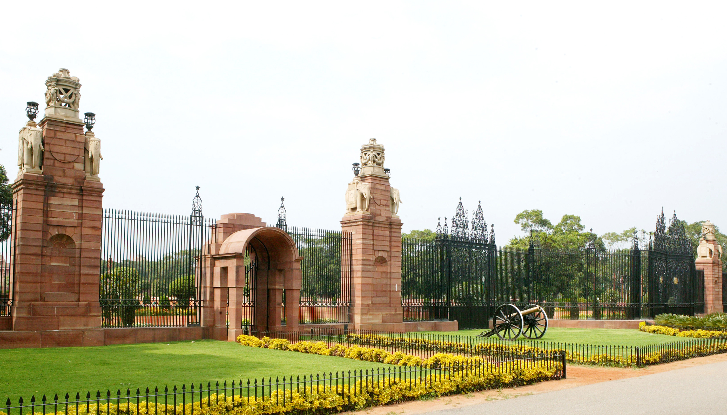 the gates of the Bhavan