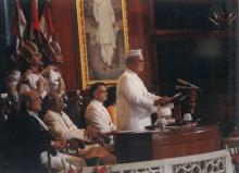 President Dr. Shankar Dayal Sharma addressing the gathering at Central Hall of Parliament House