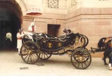 President R. Venkataraman leaving North Court of Rashtrapati Bhavan in the State Coach to inspect the Guard of Honour