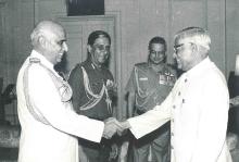 President R. Venkataraman with three Service Chiefs at Rashtrapati Bhavan