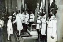 President Dr. Rajendra Prasad at an Investiture ceremony held at Rashtrapati Bhavan