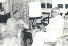 President R. Venkataraman with J.R.D. Tata at Rashtrapati Bhavan