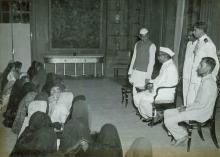 President Dr. Rajendra Prasad addressing a group of farmers at the Rashtrapati Bhavan