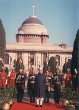 President Dr. Shankar Dayal Sharma during a Reception for the Heads of Diplomatic Missions at Mughal Gardens