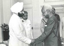 President Giani Zail Singh meeting President of Tanzania at Rashtrapati Bhavan