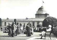 President Dr. Radhakrishnan with the folk dance troupe from Rajasthan