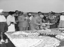 President Dr. Zakir Husain paying floral tributes to Mahatma Gandhi, at Rajghat.