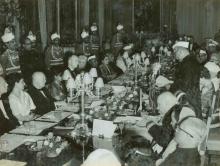 President Dr. Rajendra Prasad speaking at the State Banquet held in honour of the President of the U.S.A., Dwight D. Eisenhower