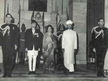 The King and Queen of Nepal with President Dr. Radhakrishnan at Ashok Hall, before the State Banquet